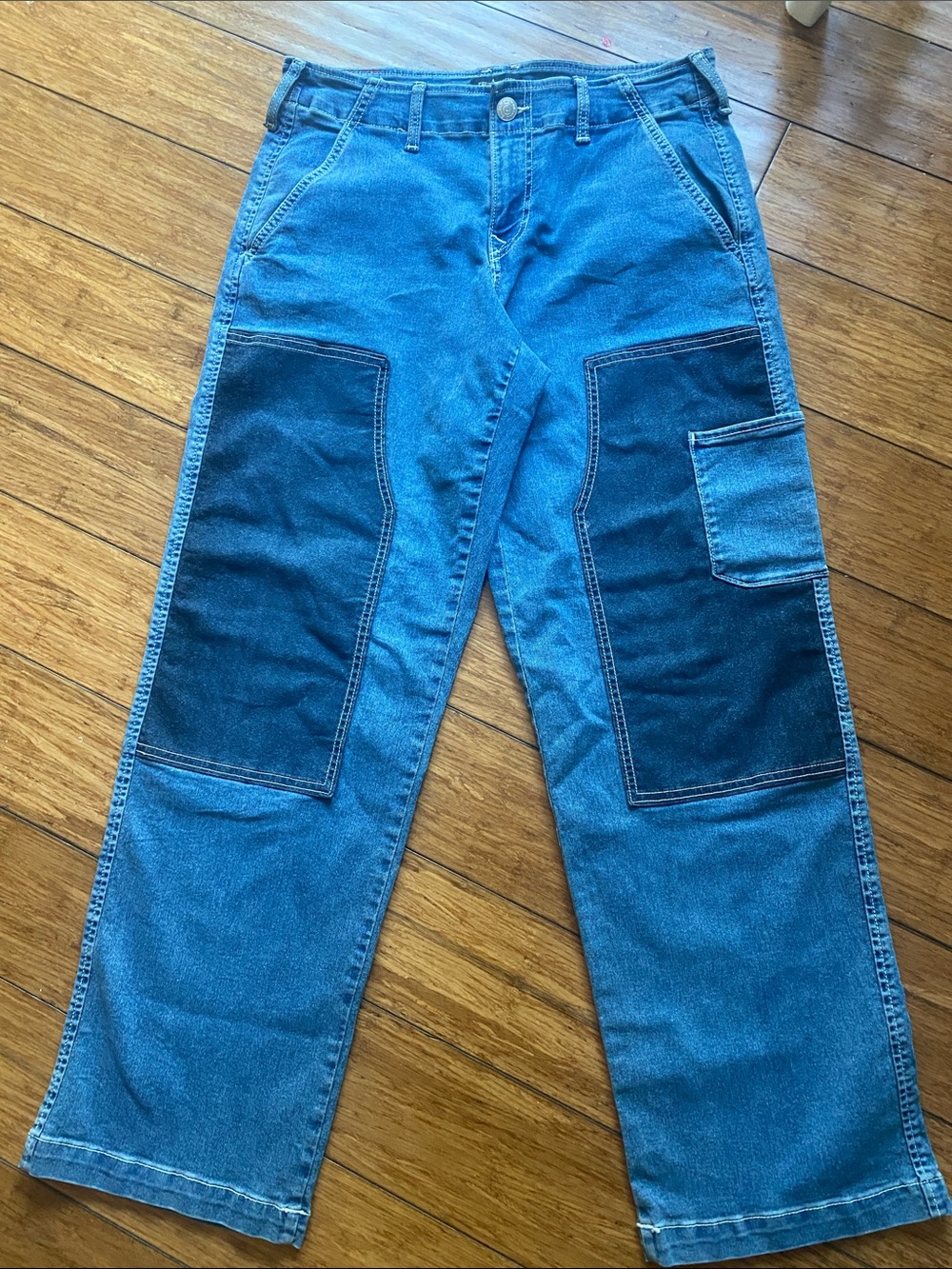True Religion Two-Tone Blue Straight Reverse Carpenter Jeans